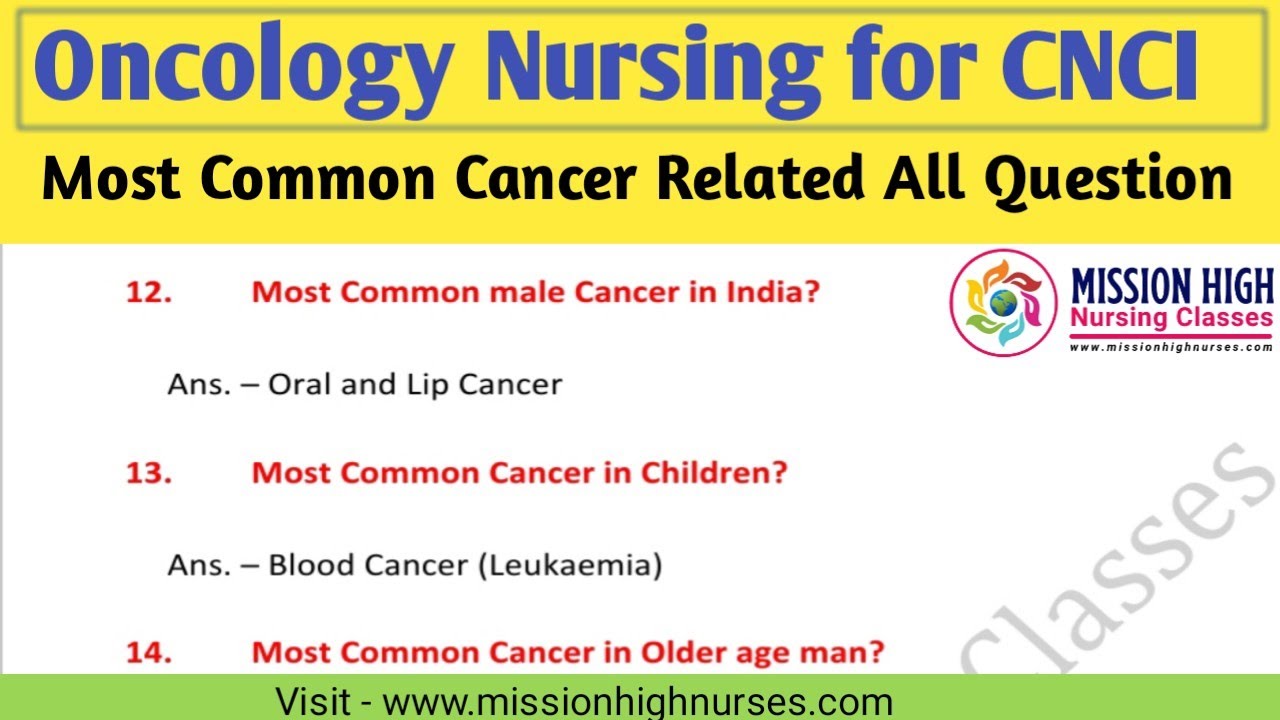 Most Common Cancer Related all Questions for CNCI Staff Nurse Exam,Most Common Cancer in world&India