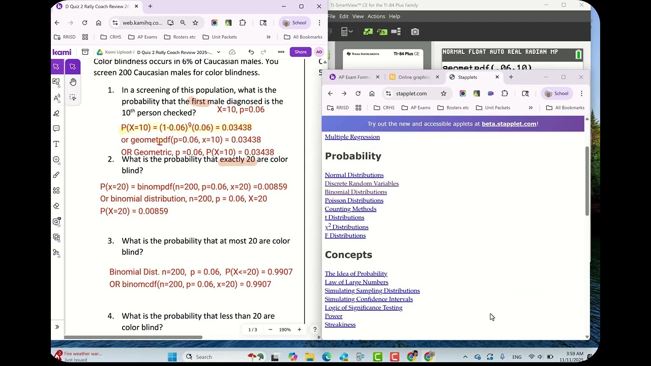 D2 Quiz Review   Bernoulli Distributions