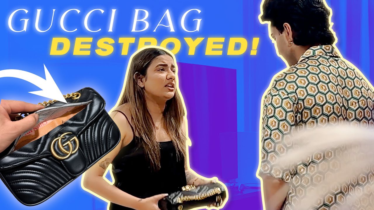 DESTROYED HER GUCCI PURSE WORTH Rs. 162000🥵 @Mrunalpanchal ￼