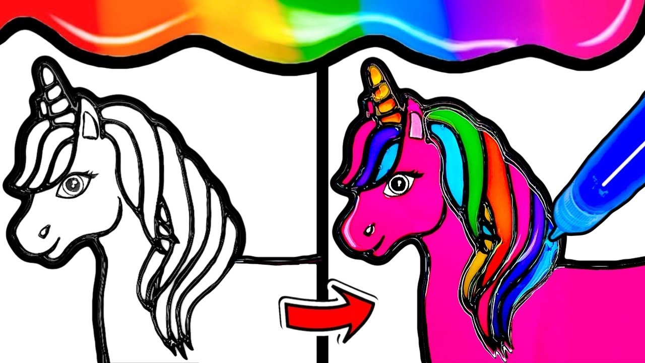 Rainbow Unicorn drawing and coloring SATISFYING ART | BONBON ART