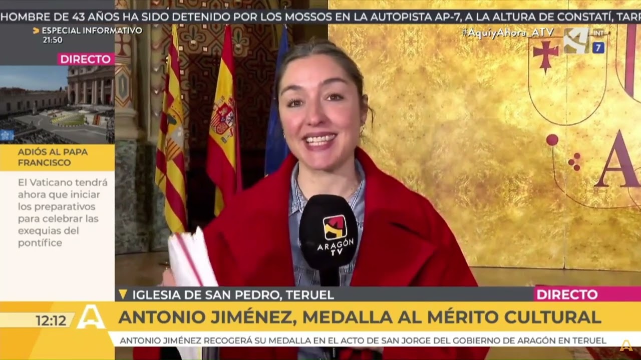 FSMA | Aquí y ahora. Aragón TV. Antonio Jiménez recibe la medalla de oro al mérito cultural
