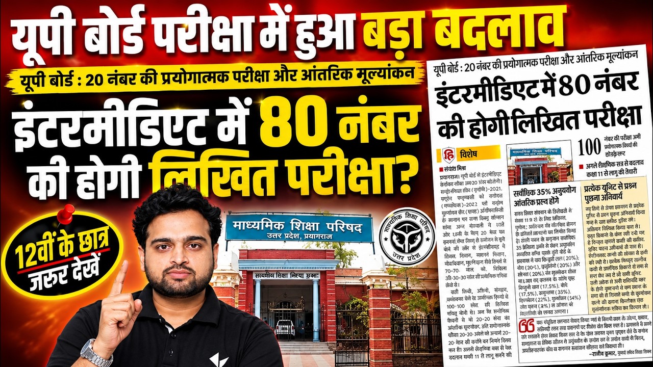 UP Board Exam 2027 New Pattern 🚨 | 100 की जगह 80 नंबर का पेपर | UP Board Big Update