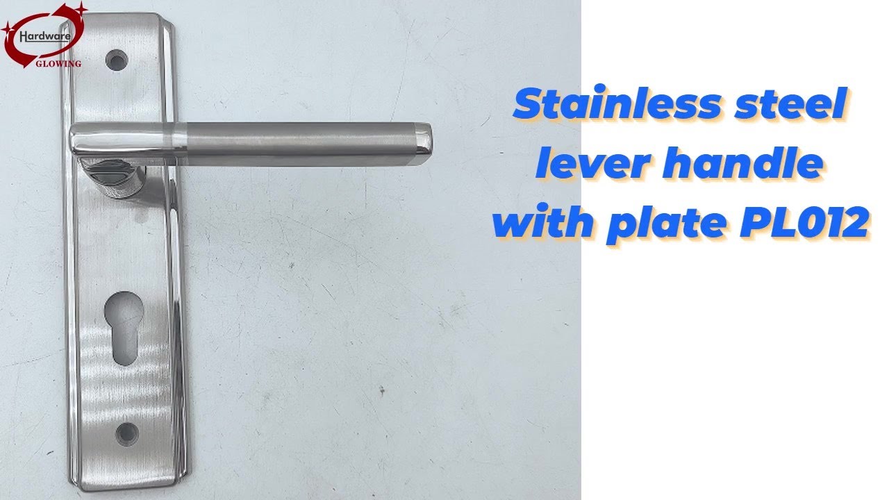 Glowing Hardware Quality European Stainless steel door lever handle with plate PL012
