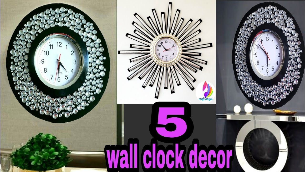 5 wall clock decor | clock decoration ideas | diy wall clock | Craft Angel