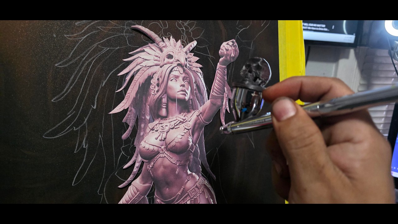 Lets Airbrush an Aztec Princess Panel