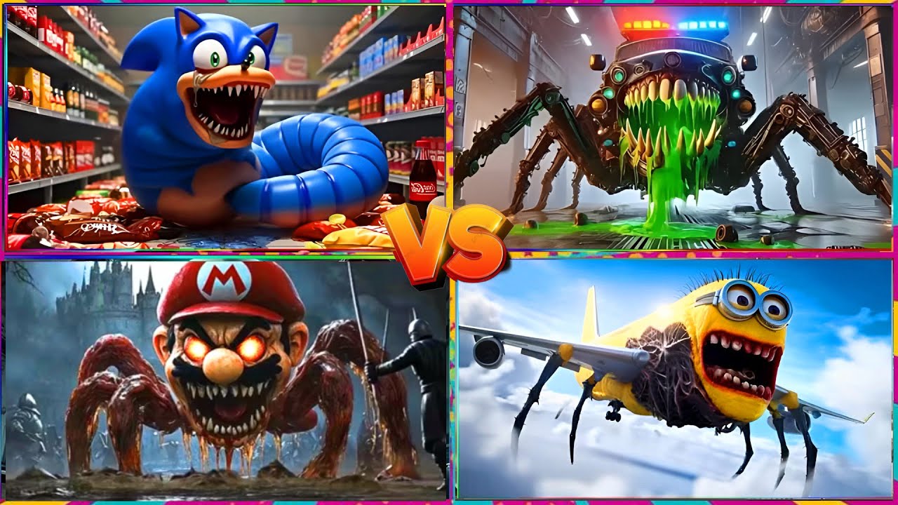 Minion Infected Sky 🆚 Sonic Worm 🆚 Police Car Monster 🆚 McQueen Tank   Tiles Hop EDM Rush