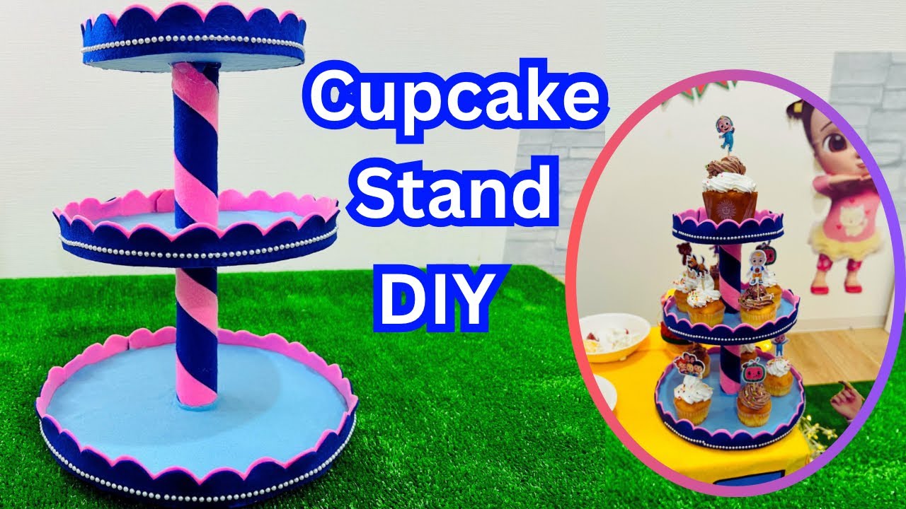 Cupcake Stand DIY || Cardboard കപ്പ്കേക്ക് സ്റ്റാൻഡ് 🧁 || 3 Tier Cupcake stand #cupcakes#craft