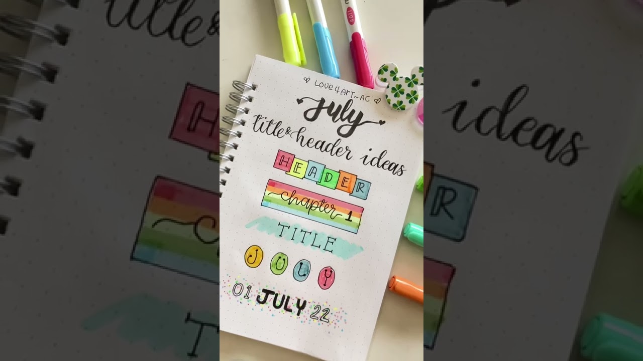 So Cute and Colorful July Title and Header Ideas #bujo #planner #scrapbooking #journaling #shorts