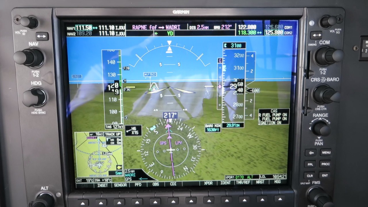 garmin g1000 doing RNAV runway 21 at FSD with flight path marker