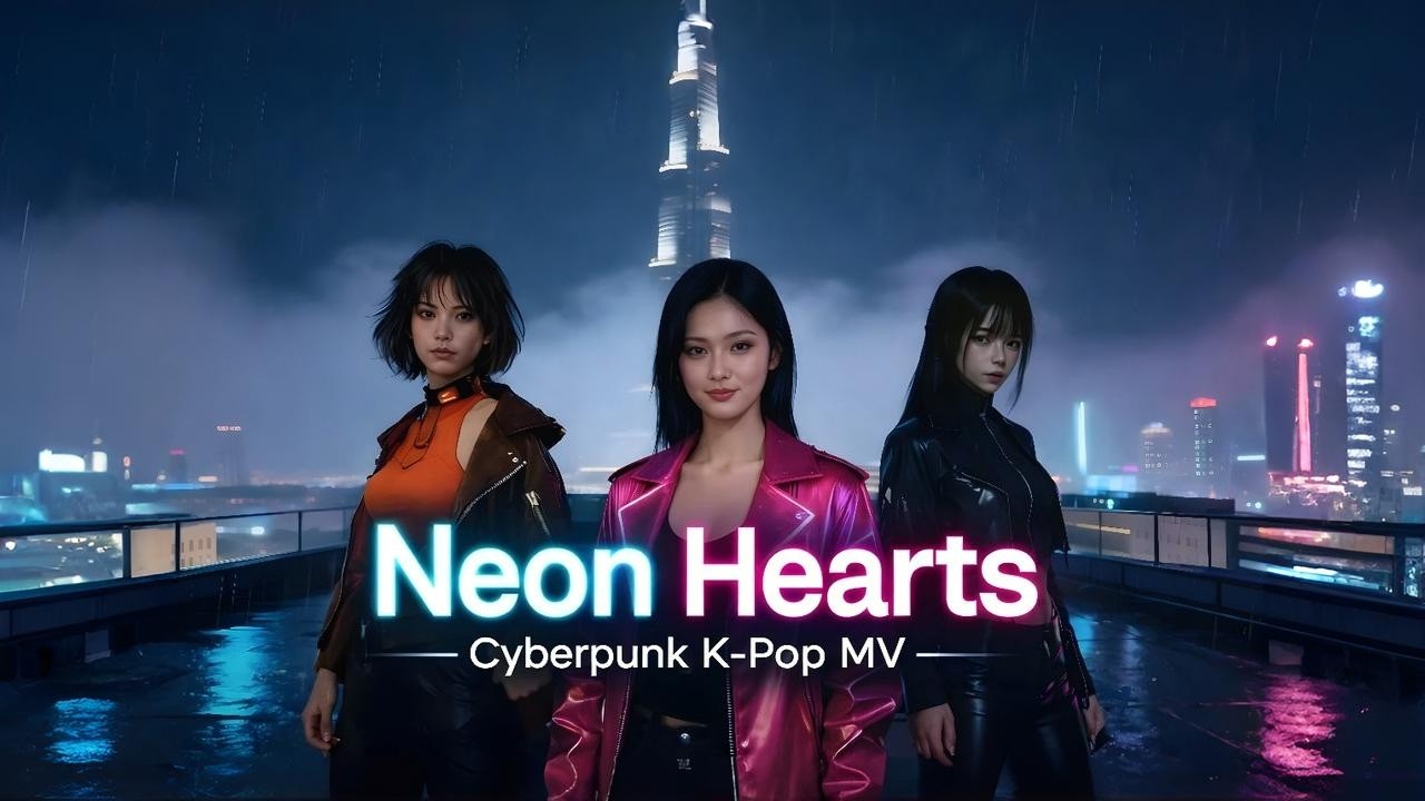 Neon Hearts — Cyberpunk K-Pop MV (135 BPM)