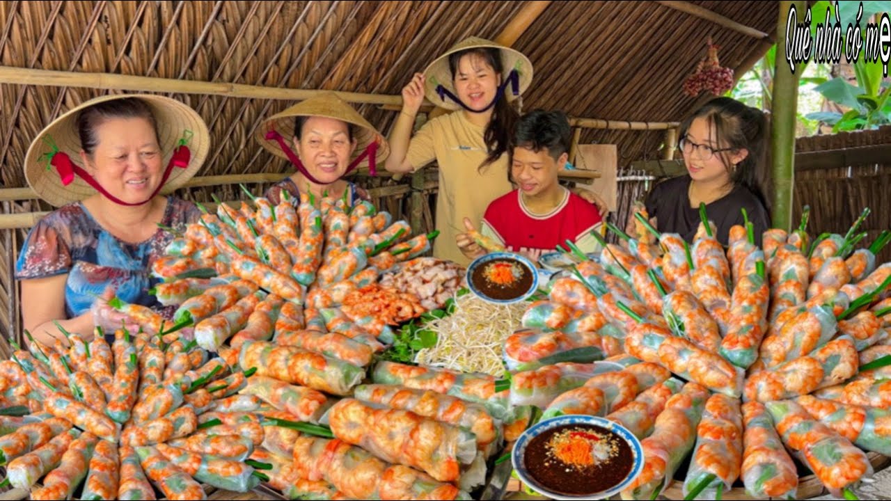 Gỏi Cuốn Tôm Thịt Khìa | Quán Ăn Vặt Gia Đình Miệt Vườn Nhộn Nhịp Đông Vui || Countryside snack shop