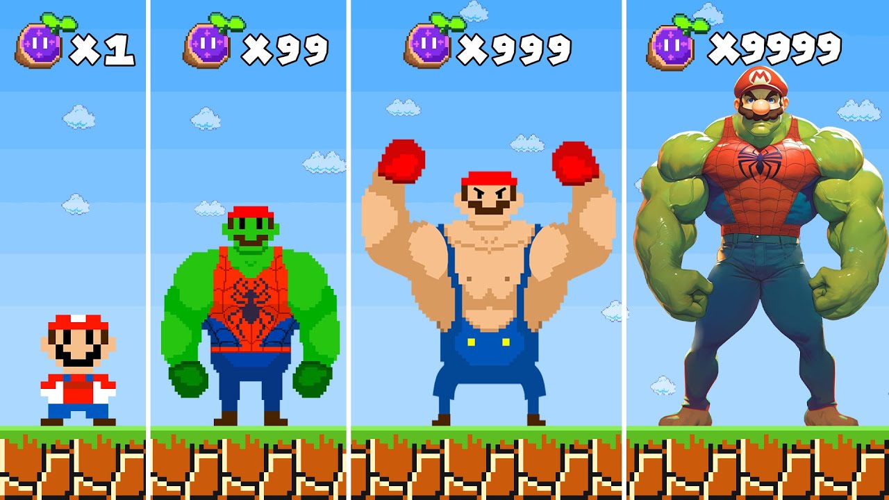 Kingdom Mayhem: Every Seeds Powerups make Mario become MUSCLE (Re-up Collection)