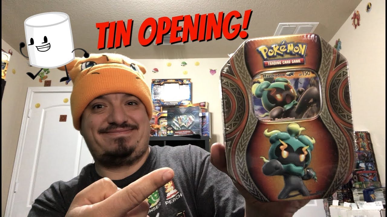Pokemon Cards - Marshadow GX Tin Opening    Marshmallow Tin