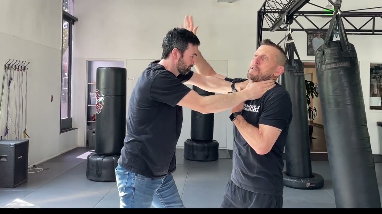 Defense vs. choke from the front with a push