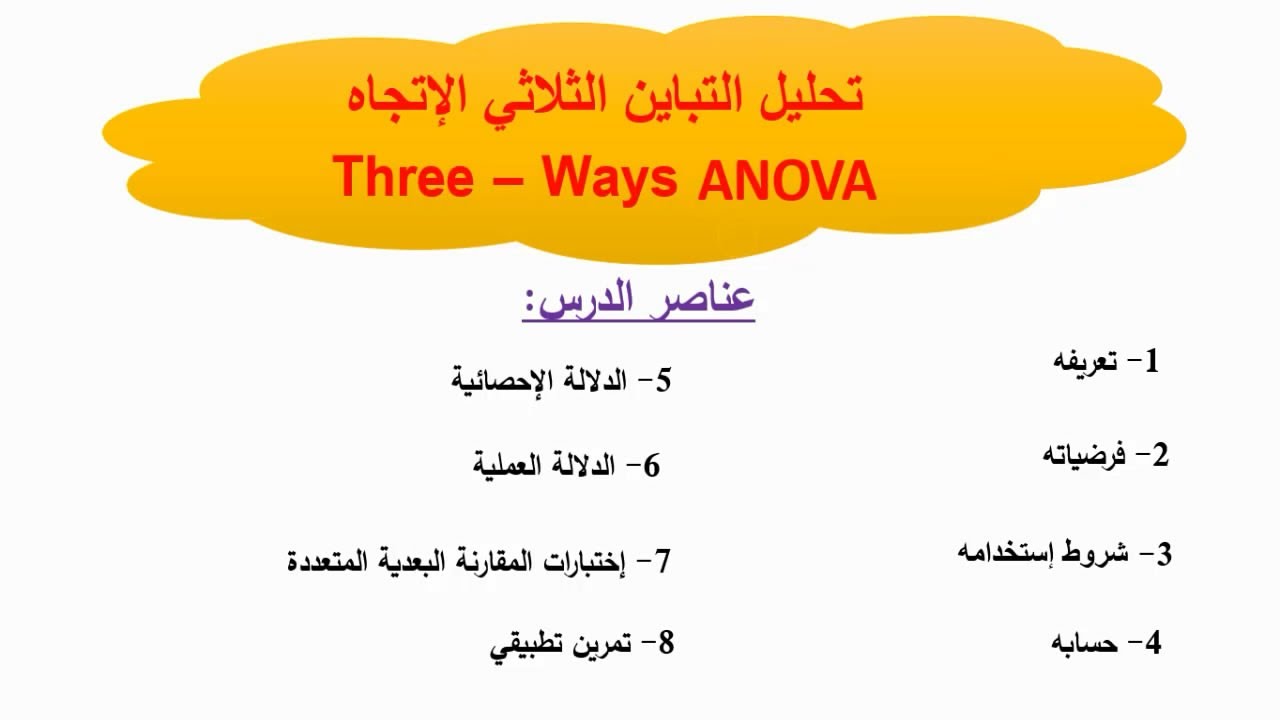 تحليل التباين الثلاثي الإتجاه - Three Ways ANOVA