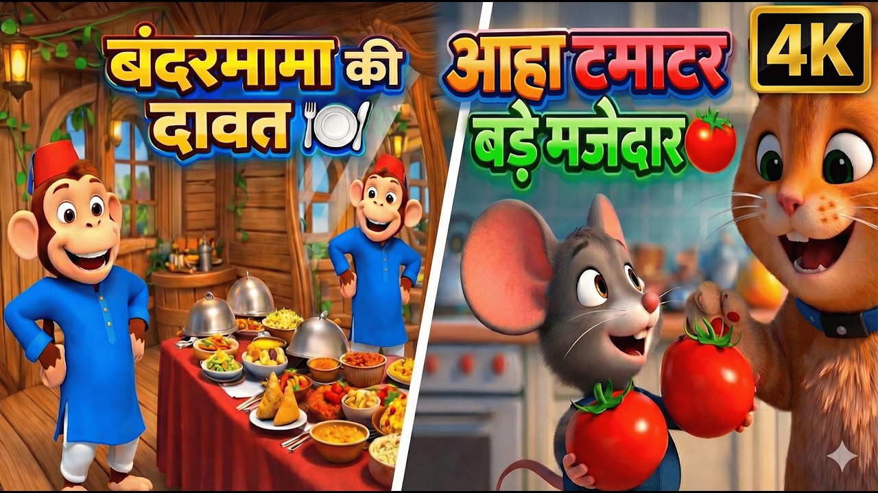 बंदरमामा की दावत 🍽️🎶 | आहा टमाटर 🍅 && Other Collections | Nursery Rhyme | MagicToons TV