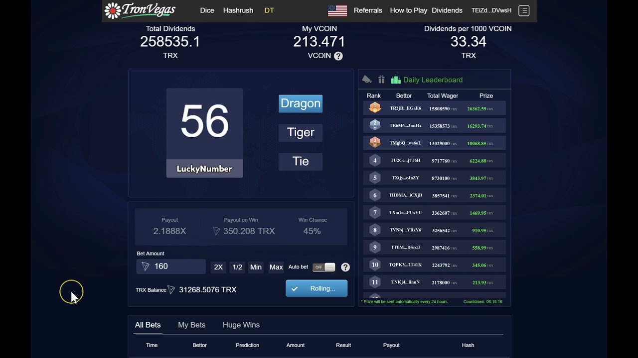 Tron Vegas Real time results | Huge Profits