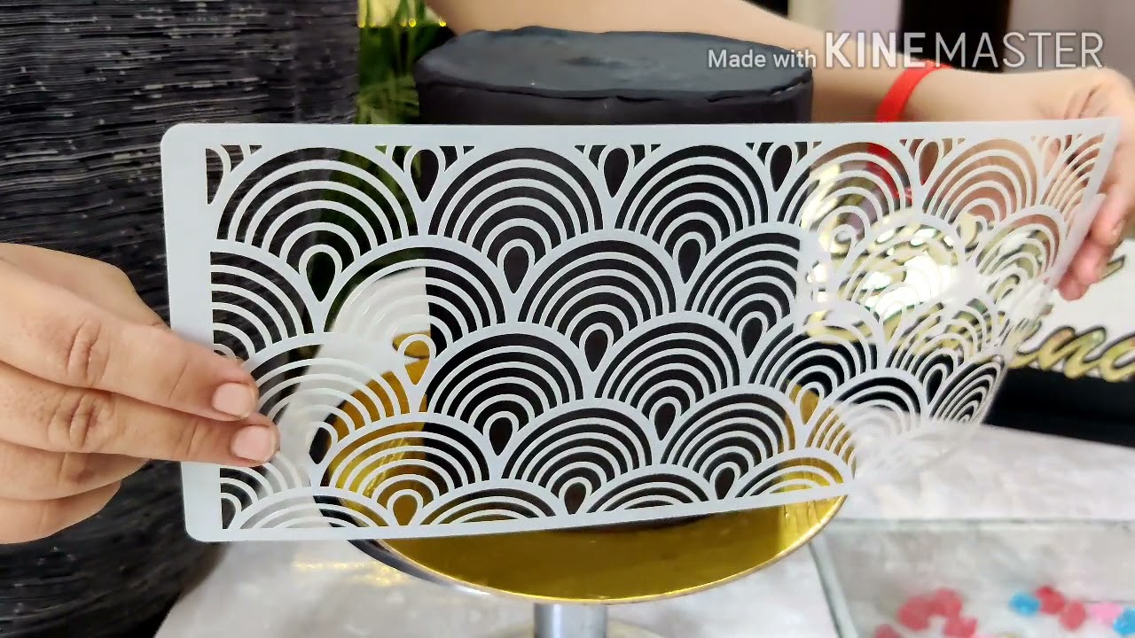 Gold stencil pattern / best stencil design for fondant cake