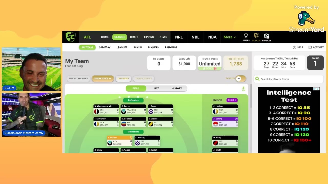 Команда AFL Supercoach 2026 с Джордзом @AFLSuperCoachMasters