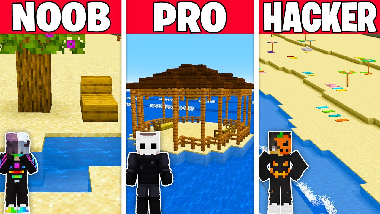 NOOB vs PRO vs HACKER: DEVASA PLAJ YAPI KAPIŞMASI! - Minecraft