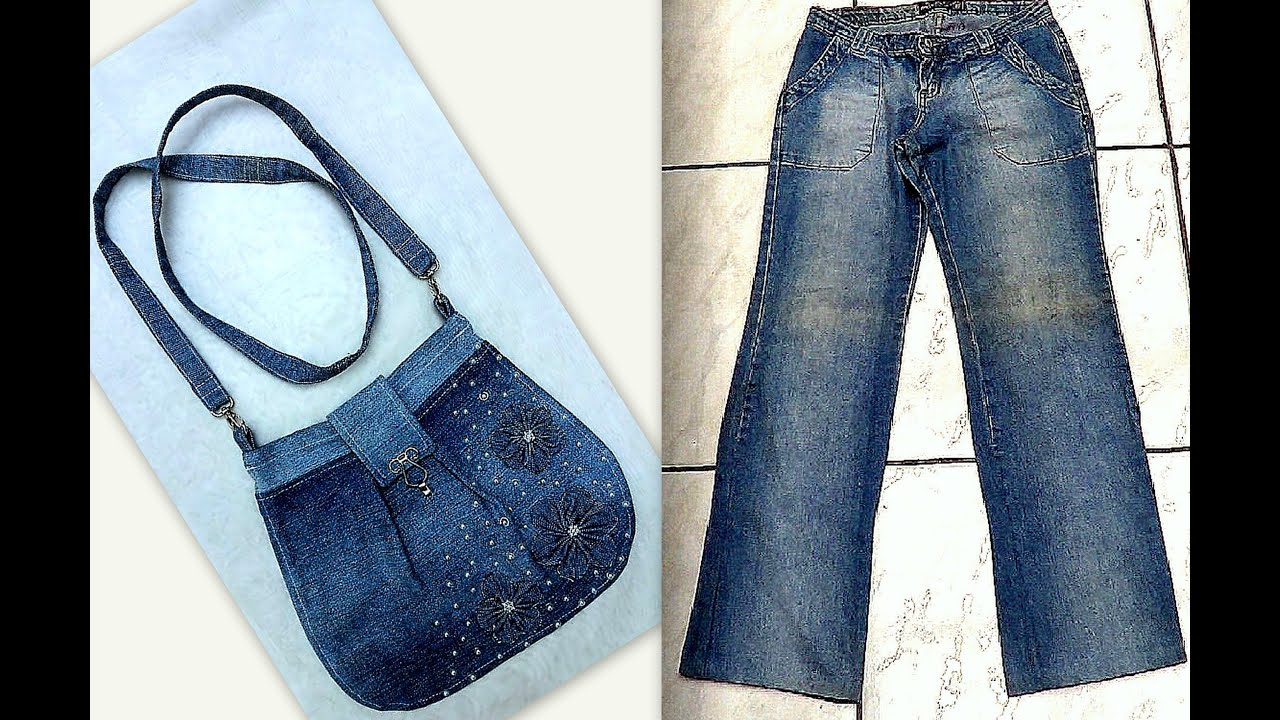 Como fazer uma linda Bolsa Tiracolo de Calça Jeans Velhos