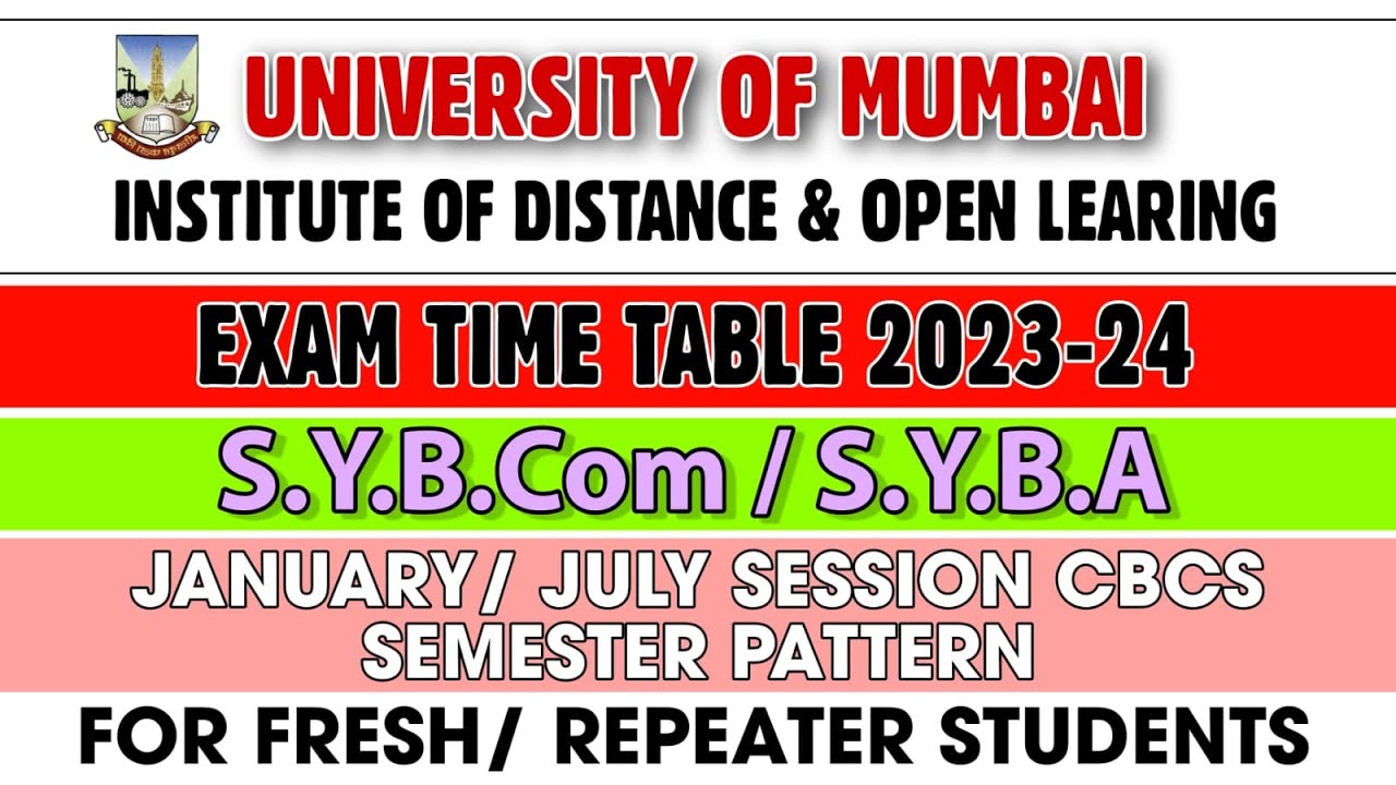 IDOL S.y.b.com exam time table mumbai university | S.Y.B.A Exam Time Table 2023