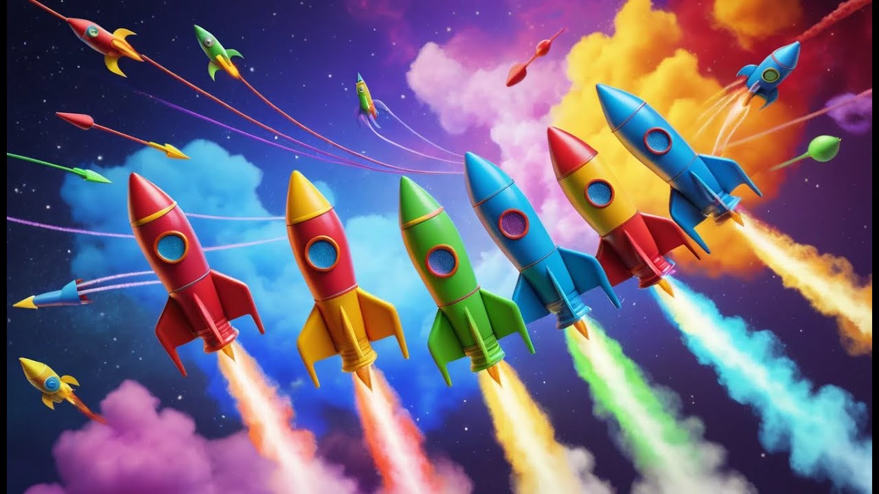 Five Little Toy Rockets Fly Fly Fly | Space Counting Song & Kids Rocket Rhyme