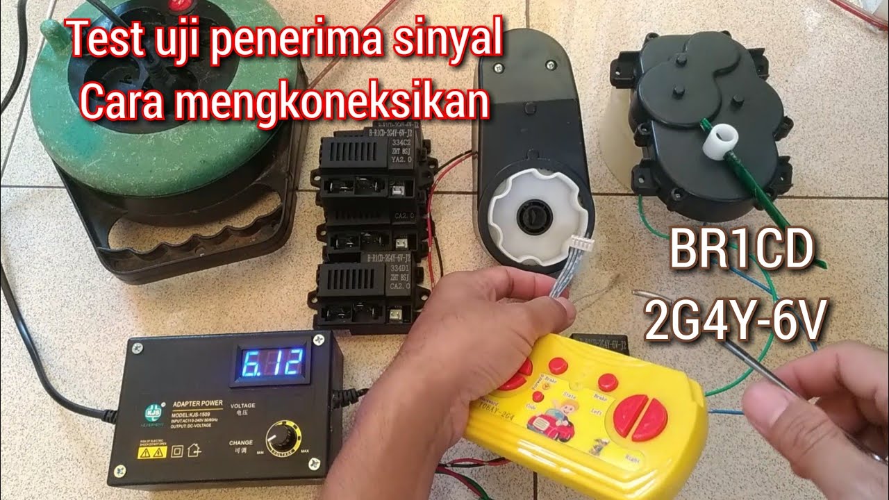 cara test receiver penerima sinyal remot kuning mobilan aki anak 6v br1cd 2g4y 6v