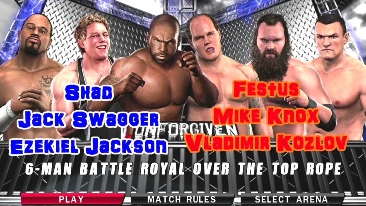 WWE SmackDown Vs. Raw 2010 | 6-Man Battle Royal | E.Jackson, Festus, Swagger, Knox, Shad & V.Kozlov