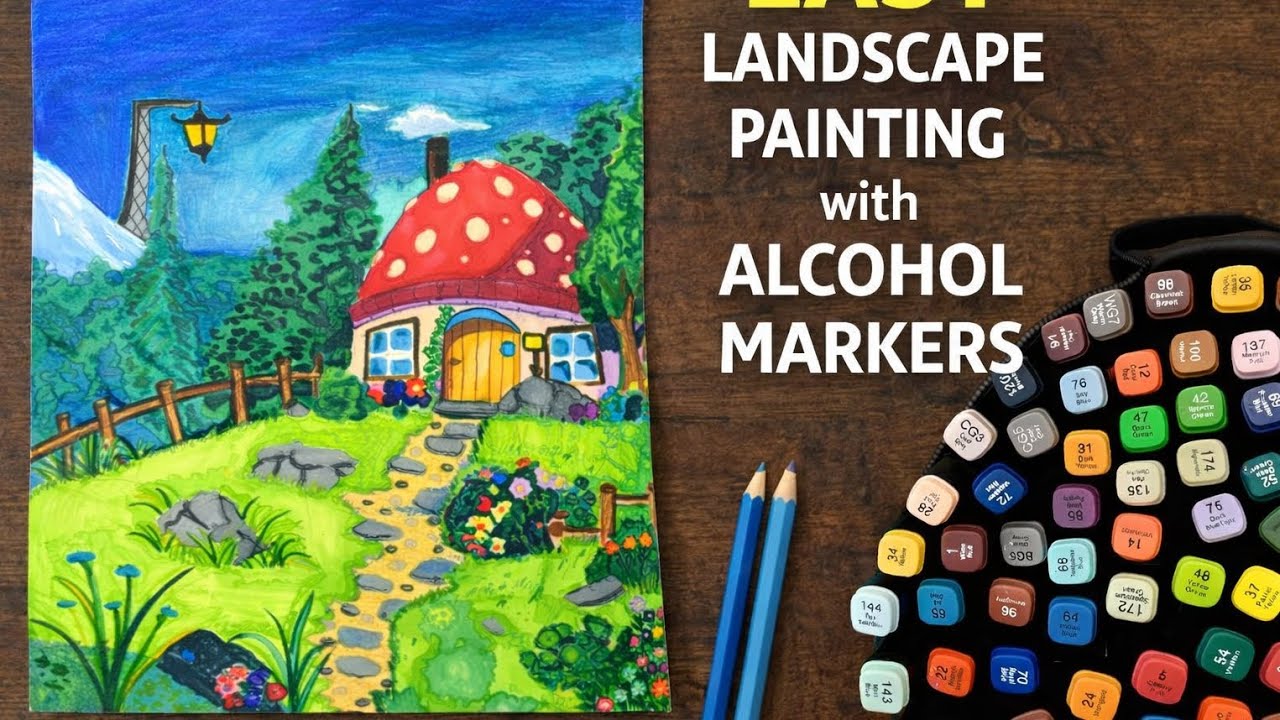 How to Draw a Magical Mushroom House 🍄 | Whimsical Fantasy Illustration Tutorial#art#painting
