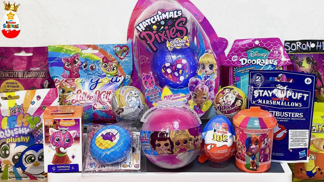 A MIX OF SURPRISES ! HATCHIMALS PIXIES, Lilac-headed, DISNEY DOORABLES, LOST KITTIES, Little Kitties