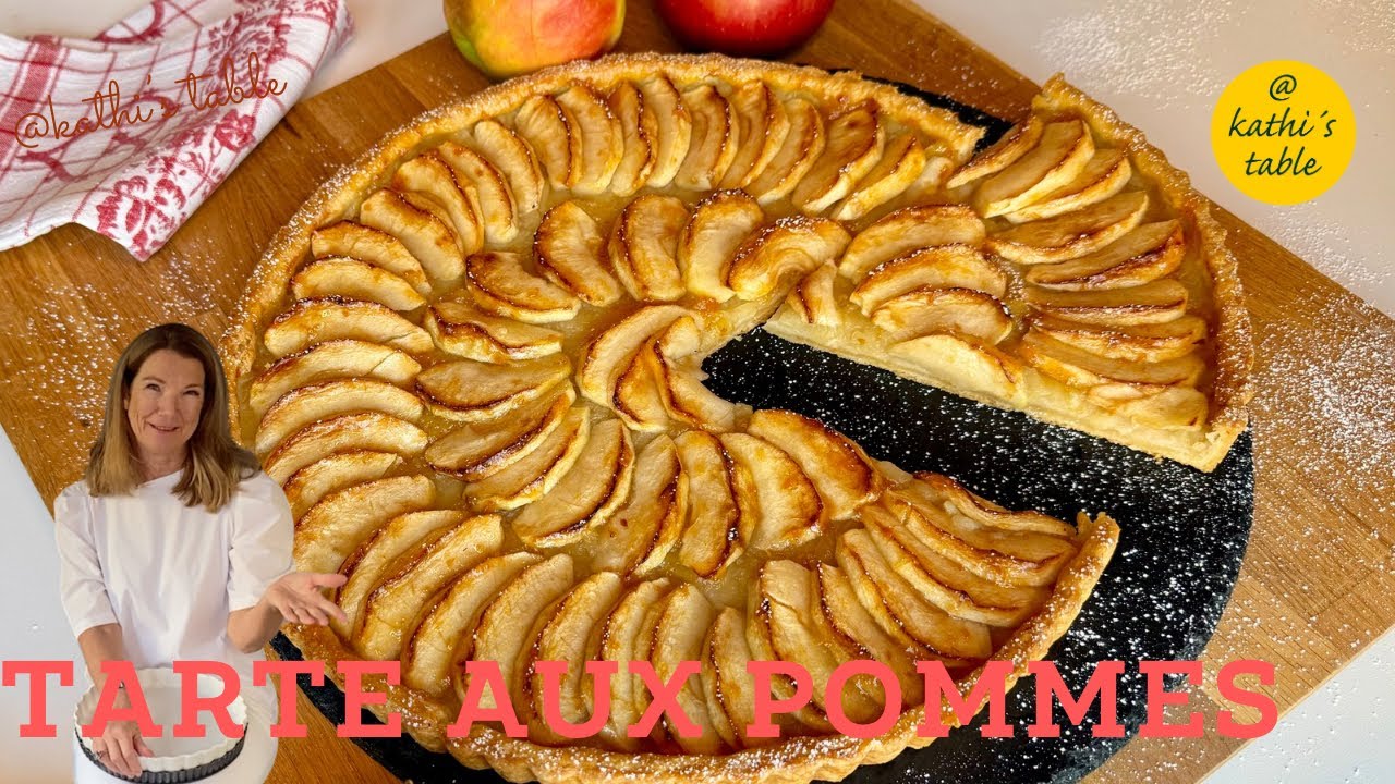 Tarte aux pommes  / Französische Apfeltarte / ohne Vorbacken / Mürbeteig / Apple pie