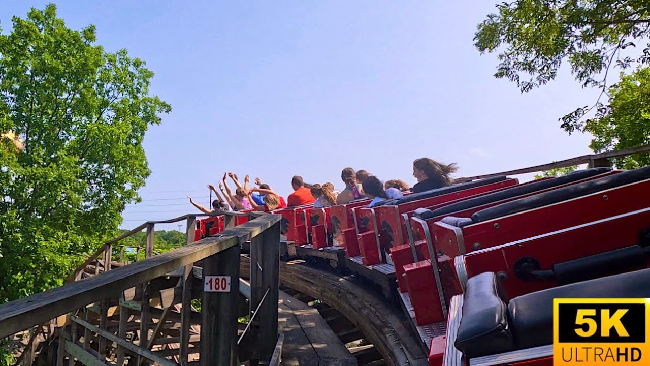 Raven POV 5K Back Row EXTREME Terrain Wooden Coaster Holiday World Santa Claus, IN