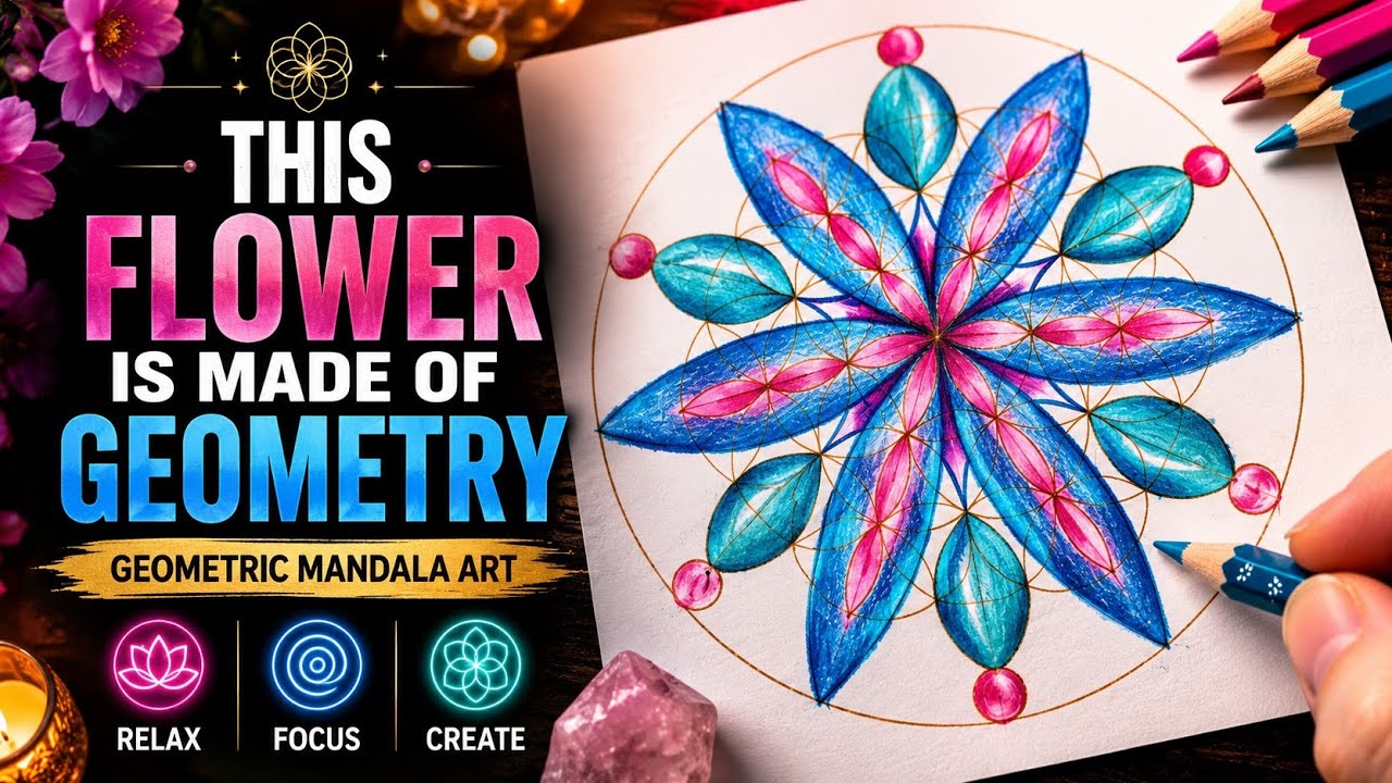 Geometric Flower Mandala | Real-Time Coloring Process