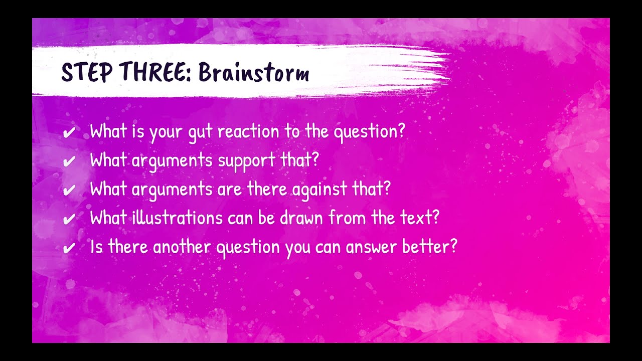 STEP THREE  Brainstorm - How to write a Language and Literature Paper 1 Guided Analysis