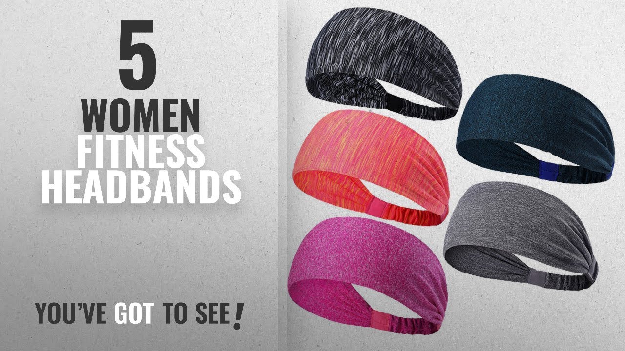 Top 10 Women Fitness Headbands [2018]: 5PCS Sweatbands Sports Headbands Wicking Stretchy Head Wrap