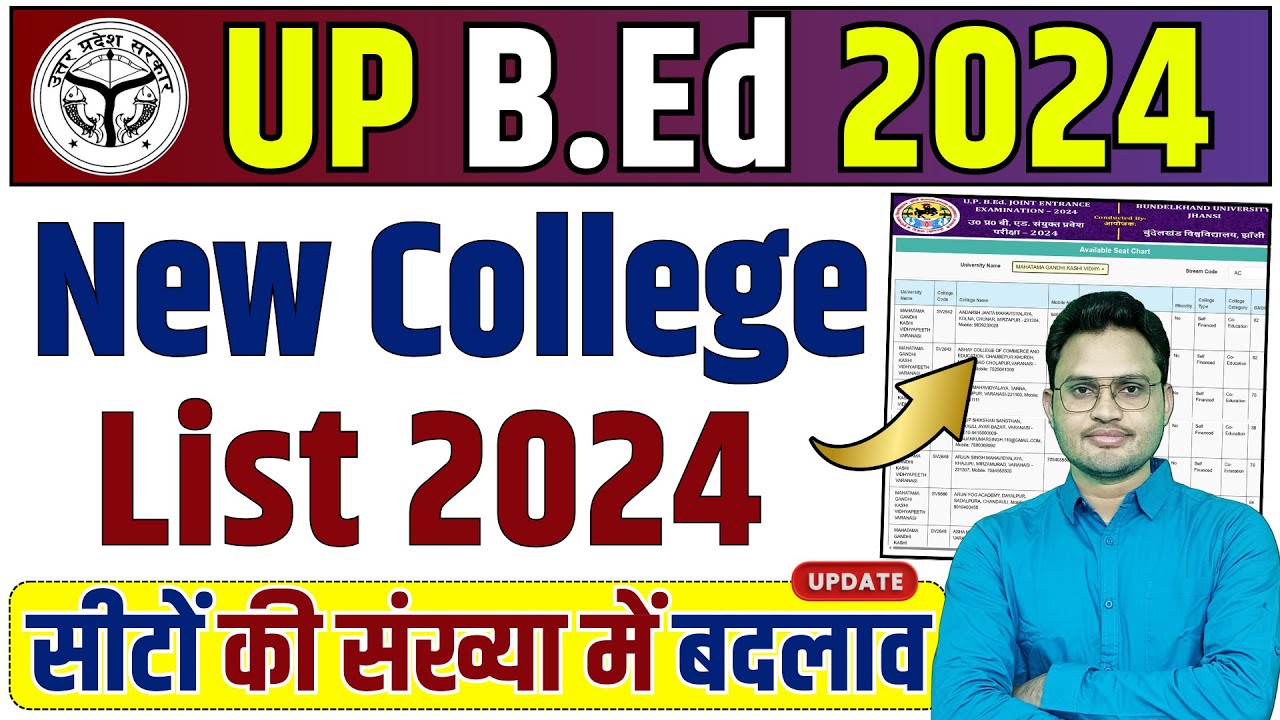 BEd New College List | up bed ke college ki list | up bed college list and seats 2024