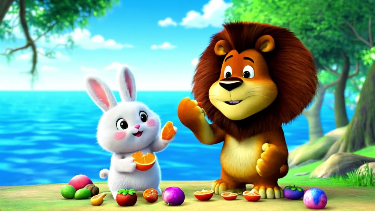 Aslan ve Meyveler! 🍎🍌 Eğlenceli Çocuk Şarkısı | Zıp Zıp Tavşan