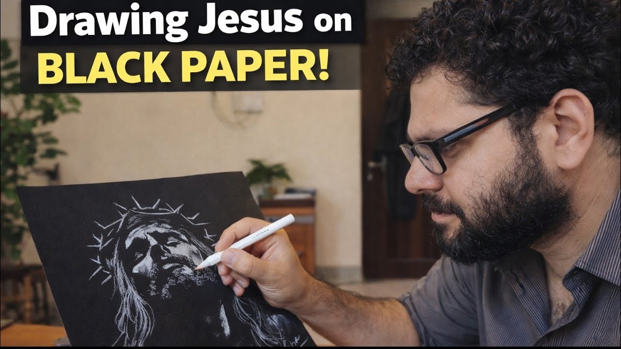 Drawing Jesus Christ on black paper art 🎨 #artist #art #drawing #artwork 