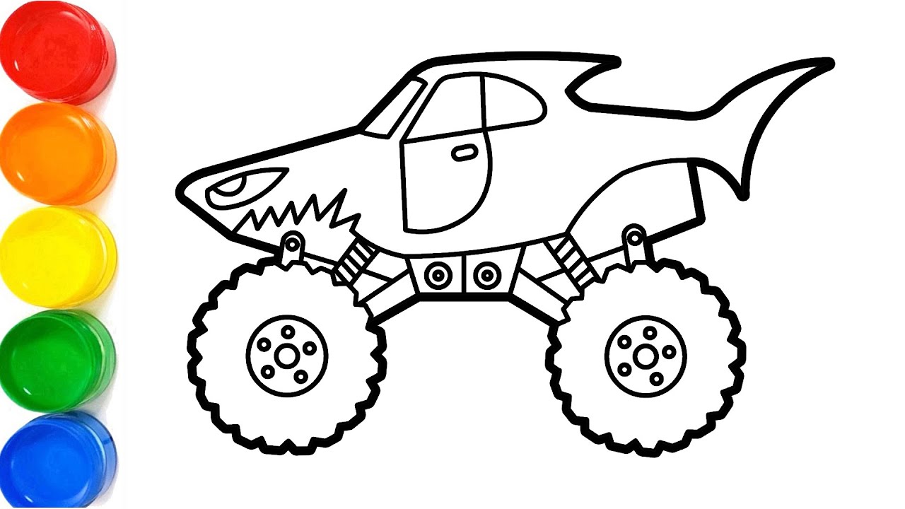 How to Draw a Shark Monster Truck | Step by Step Drawing Tutorial