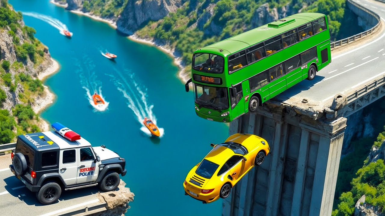 Cars vs COLLAPSE Broken Bridge #5 - BeamNG.drive Fails & Crashes !