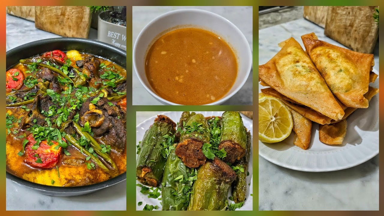 دبارة رمضان مصلي علوش🍖 وفلفل محشي🫑 وشربة بالحوت🐟 وبريك زمني بجبن غنمي🧀 😍😍