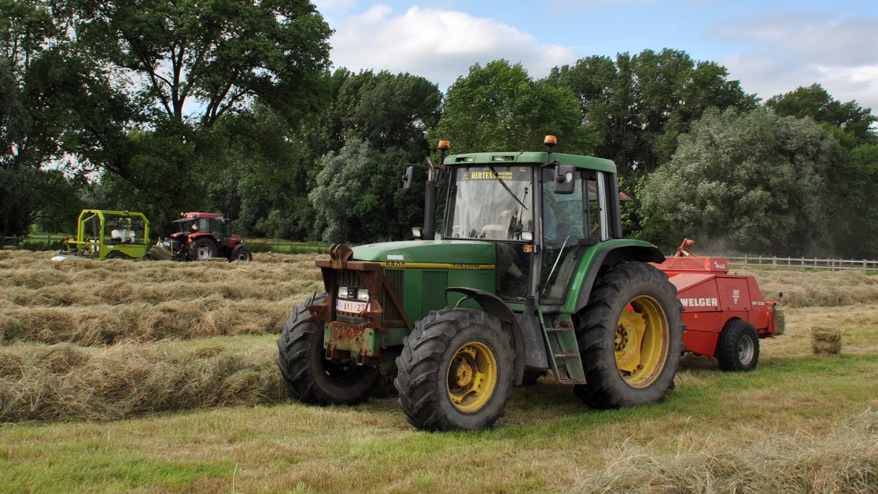 John Deere 6600 & Welger AP630 - hooi persen & wikkelen - Loonw. De Jaeger