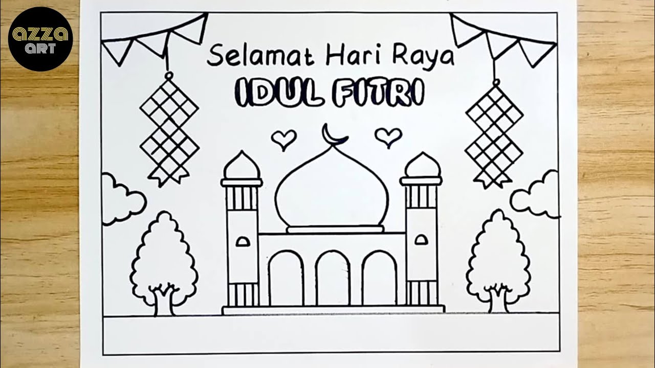 Membuat Poster Hari Raya Idul Fitri 2026 🌙 Menggambar poster ramadhan 1447 H 