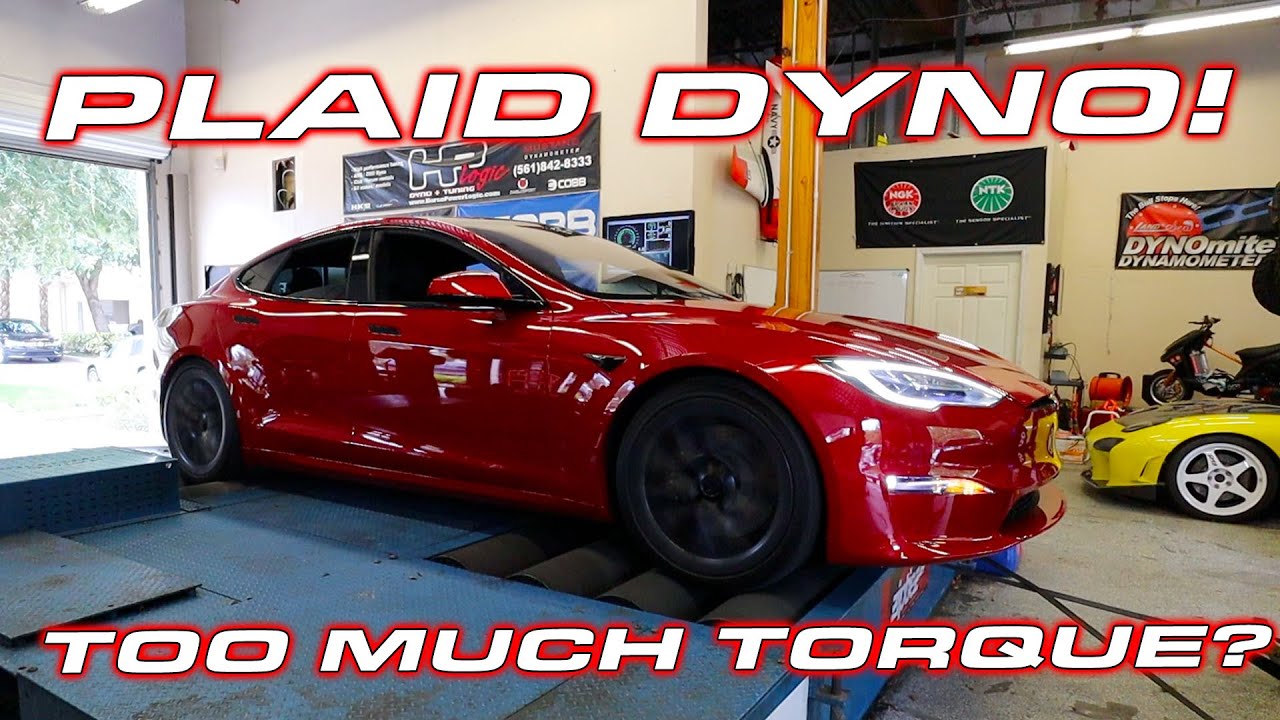 PLAID ON THE DYNO * Tesla Model S Plaid tries to jump off the dyno...