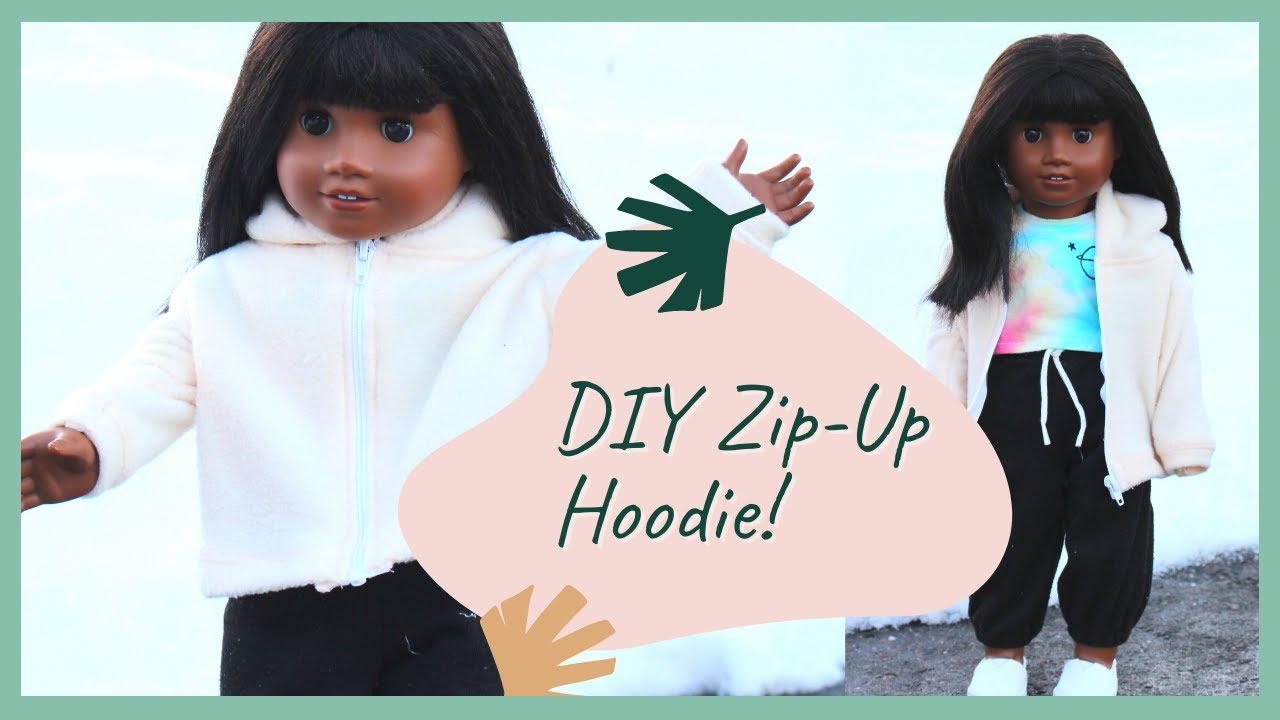 DIY ZIP-UP FLEECE HOODIE FOR AMERICAN GIRL DOLL!