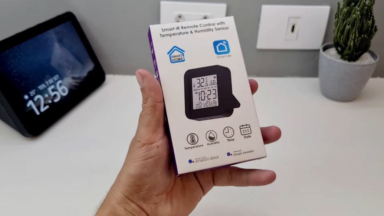 Controle infravermelho tuya wifi  com tela e sensor de temperatura e umidade integrado - Alexa