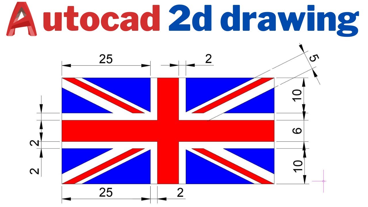 autocad 2d uk flag drawing #autocad #cadtutorial
