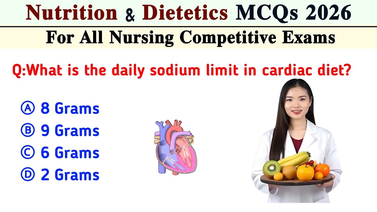 Nutrition and Dietetics MCQs | Nutrition MCQ for RRB | Nutrition MCQ for Competitive Exams