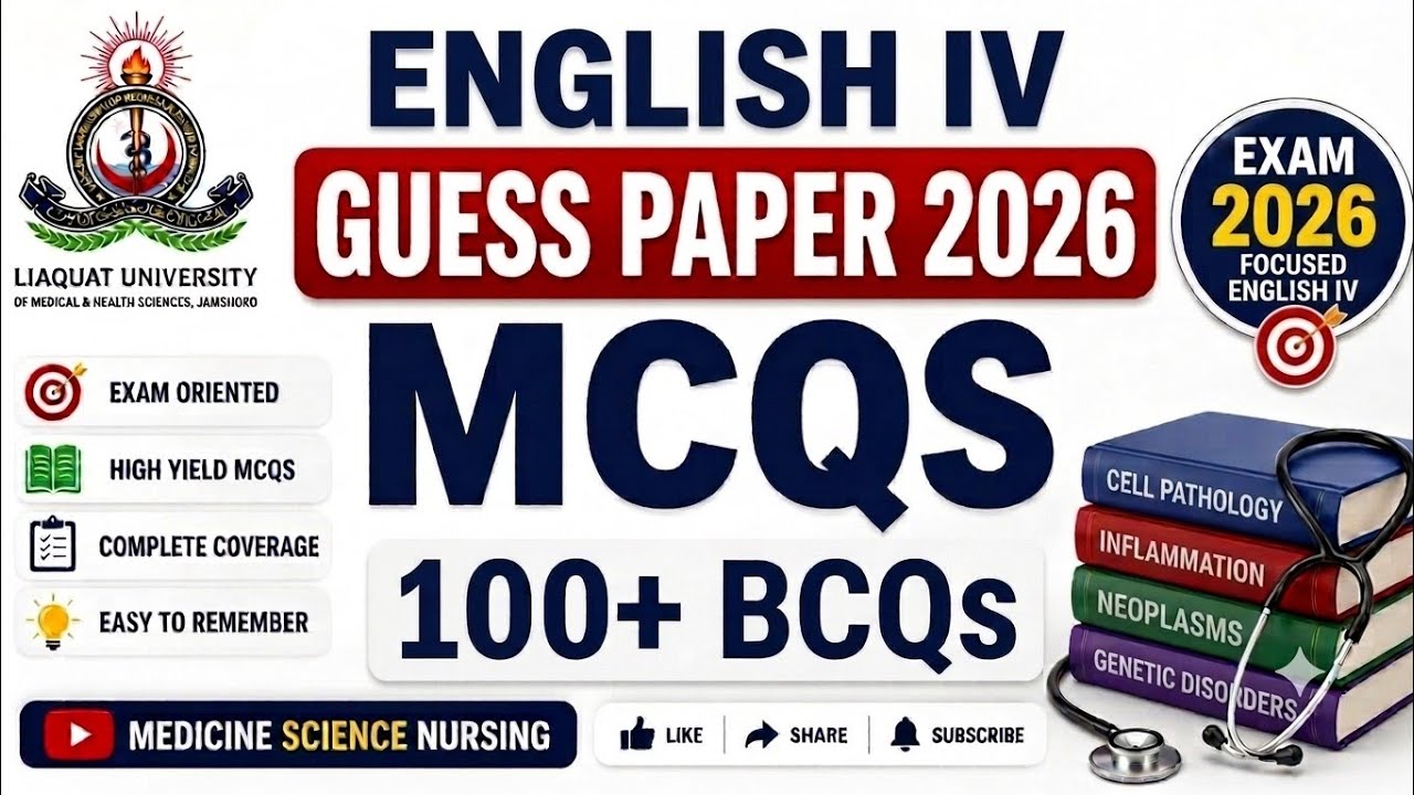 English IV Guess Paper || chapter wise bcqs || 4th semester || lumhs || BSN Nursing 2026